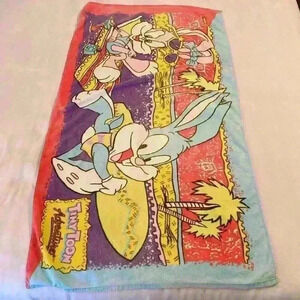 Vintage 1991 Tiny Toon Adventures Beach Towel Featuring Buster & Babs‎ Bunny
